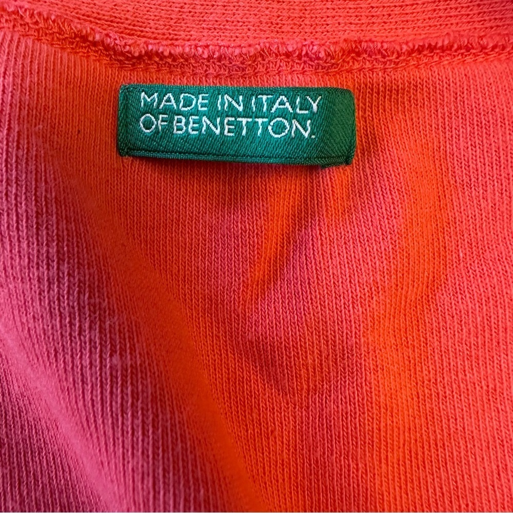 Benetton Made in Italy Cotton Open Front Crossover Short Sleeve Shirt Sweater - Picture 11 of 11
